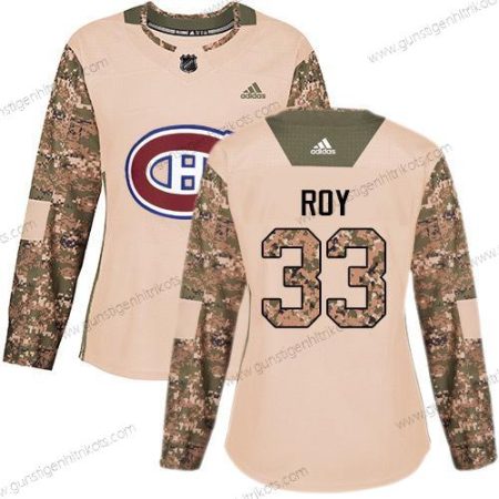 Adidas Frauen Montreal Canadiens #33 Patrick Roy Authentisch 2017 Veterans Day Strickerei NHL Trikots – Tarnfarbe