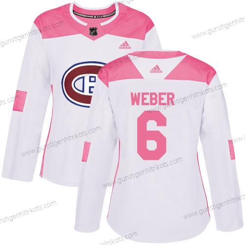 Adidas Frauen Montreal Canadiens #6 Shea Weber Authentisch Strickerei NHL Trikots – Weiß Rosa