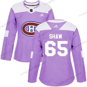 Adidas Frauen Montreal Canadiens #65 Andrew Shaw Authentisch Bekämpft Krebs Strickerei NHL Trikots – Lila