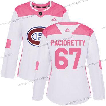 Adidas Frauen Montreal Canadiens #67 Max Pacioretty Authentisch Strickerei NHL Trikots – Weiß Rosa