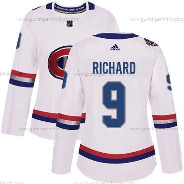 Adidas Frauen Montreal Canadiens #9 Maurice Richard Authentisch 2017 100 Klassisch Strickerei NHL Trikots – Weiß