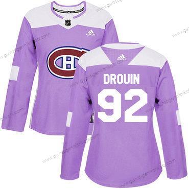 Adidas Frauen Montreal Canadiens #92 Jonathan Drouin Authentisch Bekämpft Krebs Strickerei NHL Trikots – Lila