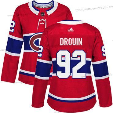 Adidas Frauen Montreal Canadiens #92 Jonathan Drouin Heimtrikots Authentisch Strickerei NHL Trikots – Rot