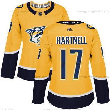 Adidas Frauen Nashville Predators #17 Scott Hartnell Heimtrikots Authentisch Strickerei NHL Trikots – Gelb