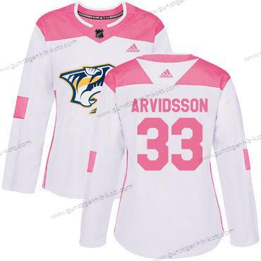 Adidas Frauen Nashville Predators #33 Viktor Arvidsson Authentisch Strickerei NHL Trikots – Weiß Rosa