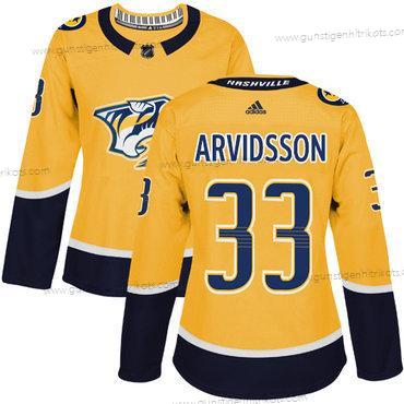 Adidas Frauen Nashville Predators #33 Viktor Arvidsson Heimtrikots Authentisch Strickerei NHL Trikots – Gelb