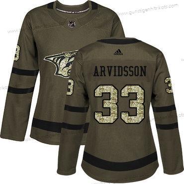 Adidas Frauen Nashville Predators #33 Viktor Arvidsson Salute to Service Strickerei NHL Trikots – Grün