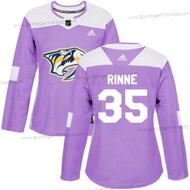 Adidas Frauen Nashville Predators #35 Pekka Rinne Authentisch Bekämpft Krebs Strickerei NHL Trikots – Lila