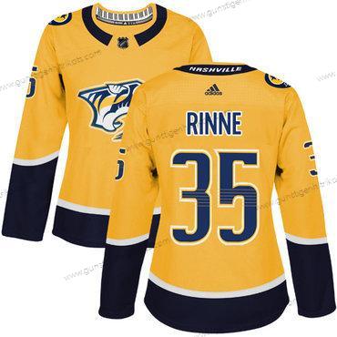 Adidas Frauen Nashville Predators #35 Pekka Rinne Heimtrikots Authentisch Strickerei NHL Trikots – Gelb