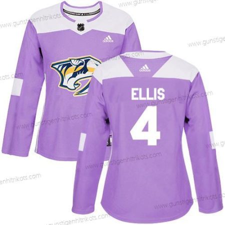 Adidas Frauen Nashville Predators #4 Ryan Ellis Authentisch Bekämpft Krebs Strickerei NHL Trikots – Lila