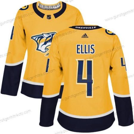 Adidas Frauen Nashville Predators #4 Ryan Ellis Heimtrikots Authentisch Strickerei NHL Trikots – Gelb