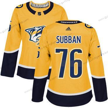 Adidas Frauen Nashville Predators #76 P.K Subban Heimtrikots Authentisch Strickerei NHL Trikots – Gelb