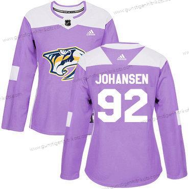 Adidas Frauen Nashville Predators #92 Ryan Johansen Authentisch Bekämpft Krebs Strickerei NHL Trikots – Lila