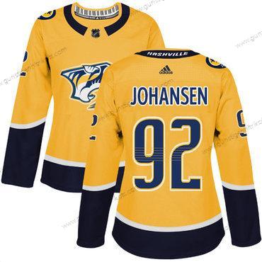 Adidas Frauen Nashville Predators #92 Ryan Johansen Heimtrikots Authentisch Strickerei NHL Trikots – Gelb