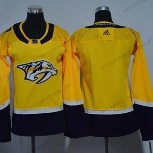 Adidas Frauen Nashville Predators Leer Heimtrikots Authentisch Strickerei NHL Trikots – Gelb