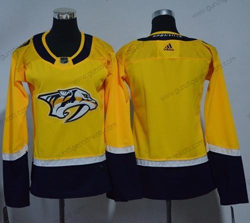 Adidas Frauen Nashville Predators Leer Heimtrikots Authentisch Strickerei NHL Trikots – Gelb