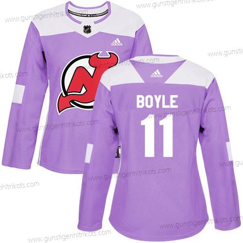 Adidas Frauen New Jersey Devils #11 Brian Boyle Authentisch Bekämpft Krebs Strickerei NHL Trikots – Lila