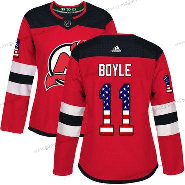 Adidas Frauen New Jersey Devils #11 Brian Boyle Heimtrikots Authentisch USA Flag Strickerei NHL Trikots – Rot