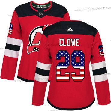 Adidas Frauen New Jersey Devils #29 Ryane Clowe Heimtrikots Authentisch USA Flag Strickerei NHL Trikots – Rot