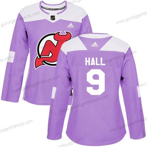 Adidas Frauen New Jersey Devils #9 Taylor Hall Authentisch Bekämpft Krebs Strickerei NHL Trikots – Lila