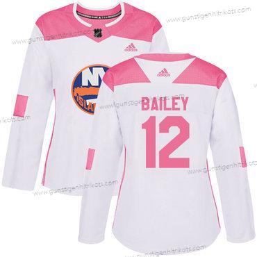 Adidas Frauen New York Islanders #12 Josh Bailey Authentisch Strickerei NHL Trikots – Weiß Rosa