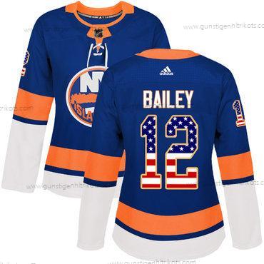 Adidas Frauen New York Islanders #12 Josh Bailey Royal Heimtrikots Authentisch USA Flag Strickerei NHL Trikots – Blau