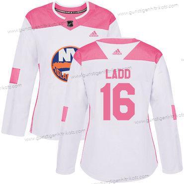 Adidas Frauen New York Islanders #16 Andrew Ladd Authentisch Strickerei NHL Trikots – Weiß Rosa