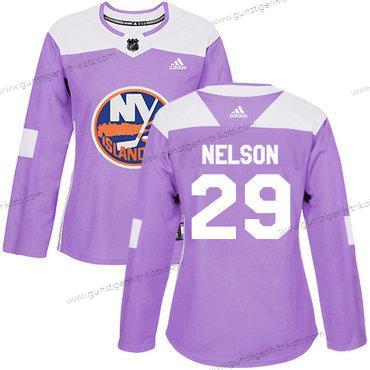 Adidas Frauen New York Islanders #29 Brock Nelson Authentisch Bekämpft Krebs Strickerei NHL Trikots – Lila