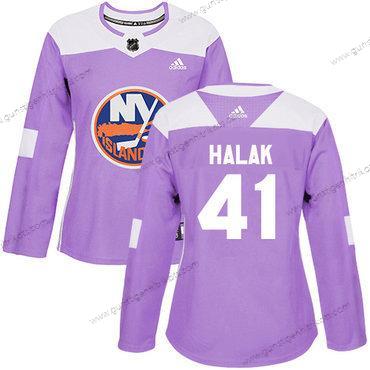 Adidas Frauen New York Islanders #41 Jaroslav Halak Authentisch Bekämpft Krebs Strickerei NHL Trikots – Lila