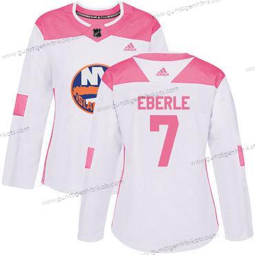 Adidas Frauen New York Islanders #7 Jordan Eberle Authentisch Strickerei NHL Trikots – Weiß Rosa