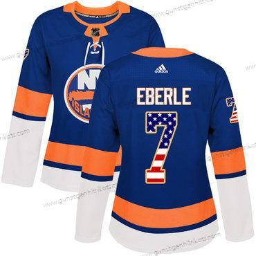 Adidas Frauen New York Islanders #7 Jordan Eberle Royal Heimtrikots Authentisch USA Flag Strickerei NHL Trikots – Blau