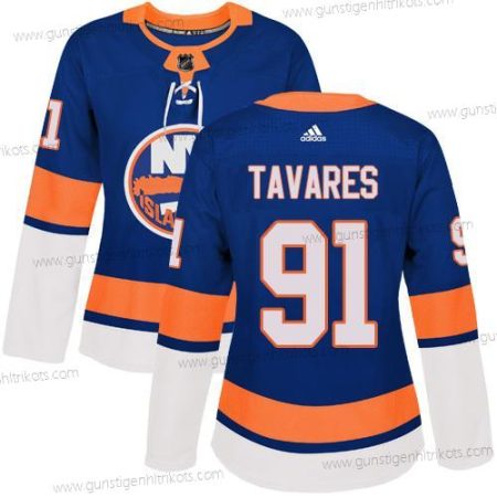 Adidas Frauen New York Islanders #91 John Tavares Royal Heimtrikots Authentisch Strickerei NHL Trikots – Blau