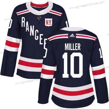 Adidas Frauen New York Rangers #10 J.T. Miller Authentisch 2018 Winter Klassisch Strickerei NHL Trikots – Marineblau Blau