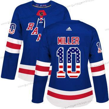 Adidas Frauen New York Rangers #10 J.T. Miller Royal Heimtrikots Authentisch USA Flag Strickerei NHL Trikots – Blau