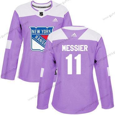 Adidas Frauen New York Rangers #11 Mark Messier Authentisch Bekämpft Krebs Strickerei NHL Trikots – Lila