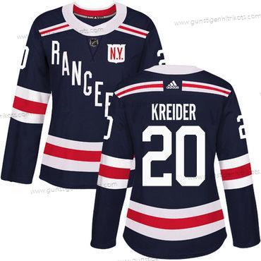 Adidas Frauen New York Rangers #20 Chris Kreider Authentisch 2018 Winter Klassisch Strickerei NHL Trikots – Marineblau Blau