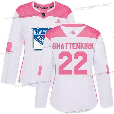 Adidas Frauen New York Rangers #22 Kevin Shattenkirk Authentisch Strickerei NHL Trikots – Weiß Rosa