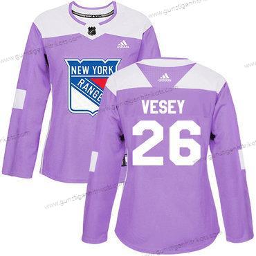 Adidas Frauen New York Rangers #26 Jimmy Vesey Authentisch Bekämpft Krebs Strickerei NHL Trikots – Lila