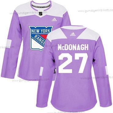 Adidas Frauen New York Rangers #27 Ryan Mcdonagh Authentisch Bekämpft Krebs Strickerei NHL Trikots – Lila