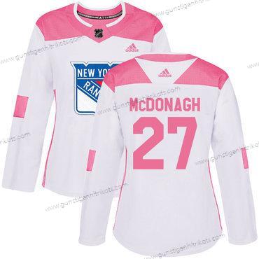 Adidas Frauen New York Rangers #27 Ryan Mcdonagh Authentisch Strickerei NHL Trikots – Weiß Rosa