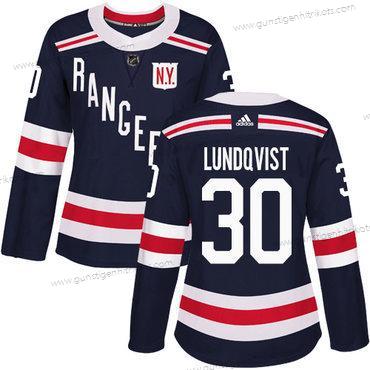 Adidas Frauen New York Rangers #30 Henrik Lundqvist Authentisch 2018 Winter Klassisch Strickerei NHL Trikots – Marineblau Blau