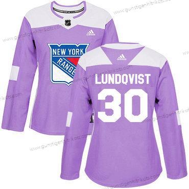 Adidas Frauen New York Rangers #30 Henrik Lundqvist Authentisch Bekämpft Krebs Strickerei NHL Trikots – Lila