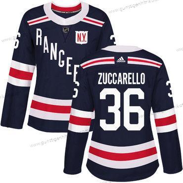 Adidas Frauen New York Rangers #36 Mats Zuccarello Authentisch 2018 Winter Klassisch Strickerei NHL Trikots – Marineblau Blau