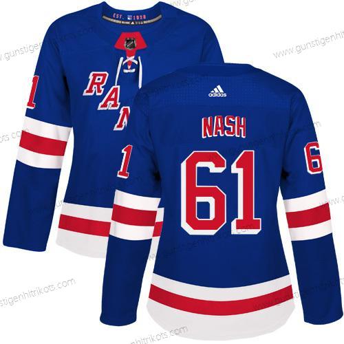 Adidas Frauen New York Rangers #61 Rick Nash Royal Heimtrikots Authentisch Strickerei NHL Trikots – Blau