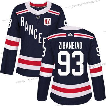 Adidas Frauen New York Rangers #93 Mika Zibanejad Authentisch 2018 Winter Klassisch Strickerei NHL Trikots – Marineblau Blau