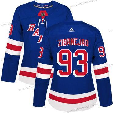 Adidas Frauen New York Rangers #93 Mika Zibanejad Royal Heimtrikots Authentisch Strickerei NHL Trikots – Blau