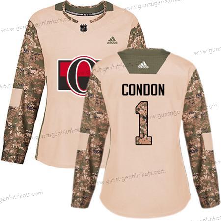 Adidas Frauen Ottawa Senators #1 Mike Condon Authentisch 2017 Veterans Day Strickerei NHL Trikots – Tarnfarbe