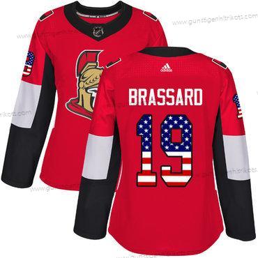 Adidas Frauen Ottawa Senators #19 Derick Brassard Heimtrikots Authentisch USA Flag Strickerei NHL Trikots – Rot