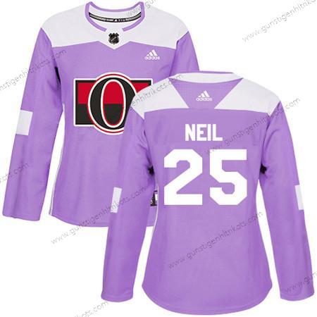 Adidas Frauen Ottawa Senators #25 Chris Neil Authentisch Bekämpft Krebs Strickerei NHL Trikots – Lila