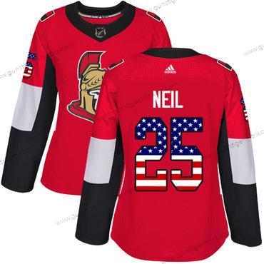 Adidas Frauen Ottawa Senators #25 Chris Neil Heimtrikots Authentisch USA Flag Strickerei NHL Trikots – Rot